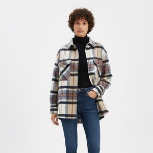 Zara oversized plaid fleece button up